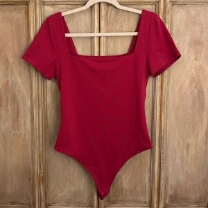 Aritzia Pink Contour Squarenck Bodysuit